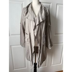 Made in Italy 100% Italian Linen Lagenlook Jacket Taupe / Mushroom Size Medium